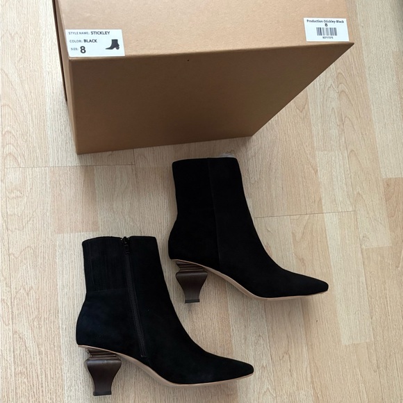 Charlotte Stone “Stickley” Black Suede Ankle Boots Size 8 (New)